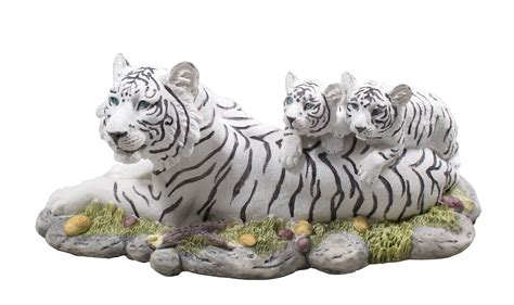 Sehr schöne dekorative Deko Figur weiße Tiger Figur liegend auf einer