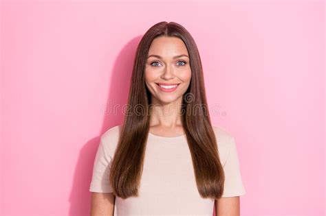 Portrait Photo Of Young Adorable Nice Pretty Girl Long Brown Hair