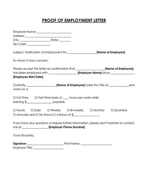 20 Proof Of Employment Letter Templates