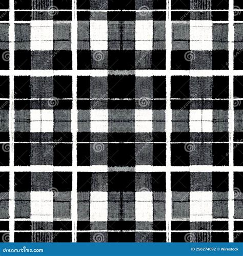 Black And White Tartan Plaid Seamless Pattern Stock Illustration