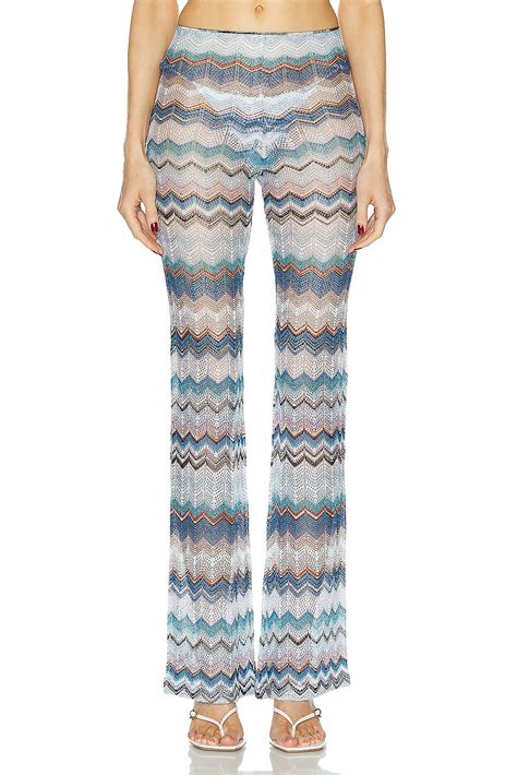 Missoni Micro Chevron Knit Trouser In Multicolor Blue Tones Fwrd