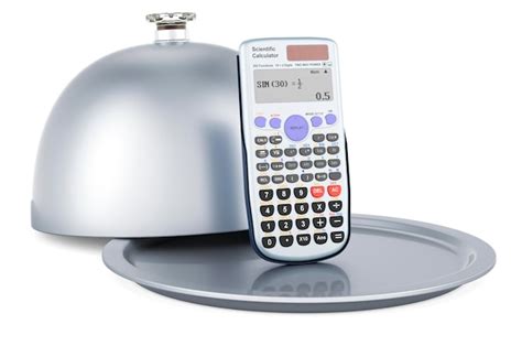 Premium Photo Restaurant Cloche With Calculator 3d Rendering