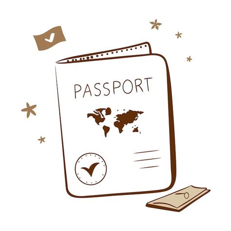 Un Dibujo De Pasaporte Y Un Pasaporte Con Una Estrella Vector Premium