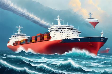 Premium AI Image Ship Cargo Transport Container In The Sea Ocean With