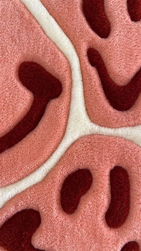 A Close Up View Of Some Pink Rugs With Red And White Designs On Them