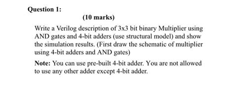 Solved Question Marks Write A Verilog Description Of Chegg