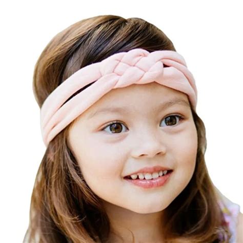 Fashion Kids Girls Headband Solid Color Twist Knot Headband Kids Headwrap Elastic Cotton ...