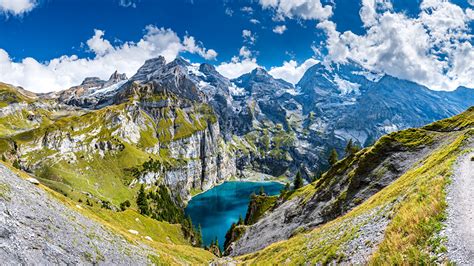 Fonds D Ecran Suisse Montagnes Lac Photographie De Paysage Oeschinensee