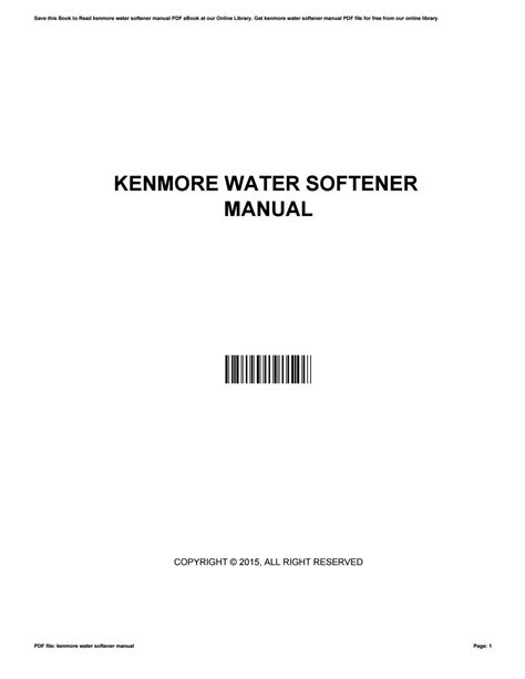 Kenmore Water Softener Manual By Danabias1841 Issuu