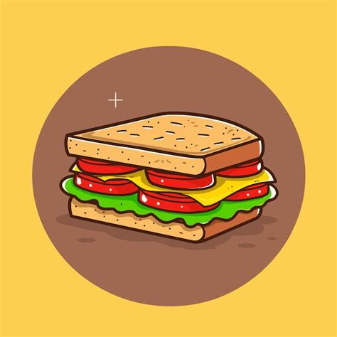 Premium Vector Sandwich Cartoon Flat Vector Illustration Food Icon Design