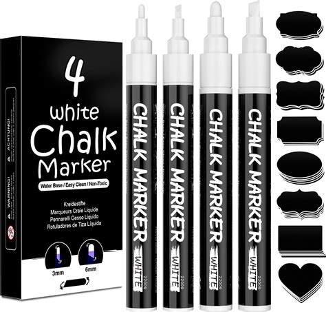 Chalk A Licious 3x White Chalk Pens For Blackboards With 50 Black