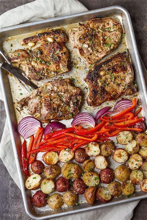 Baked Sheet Pan Pork Chops And Potatoes Easy Sheet Pan Dinners Pan 103752 Hot Sex Picture