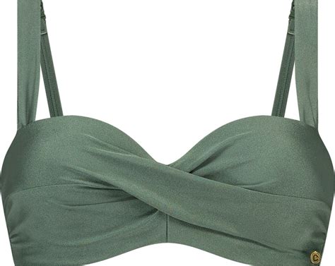 Ten Cate Beach Twisted Bikini Top Green Sparkle Voor Dames Maat Xf