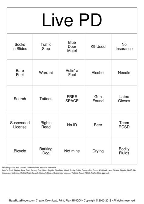 Live Pd Bingo Cards To Download Print And Customize