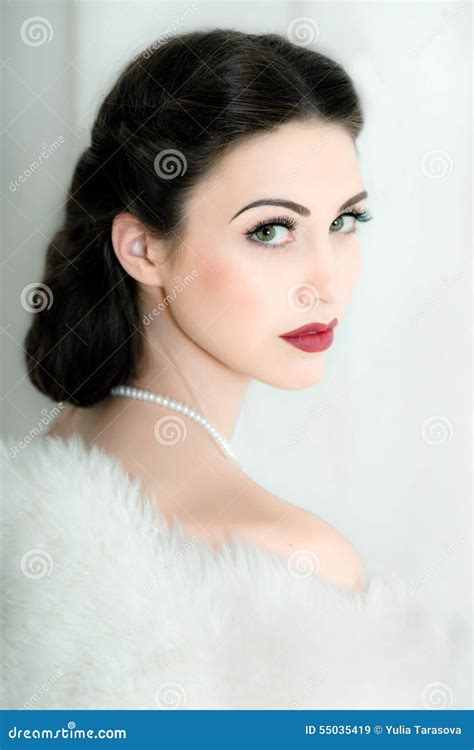 Retro Style Portrait Of Attractive Young Model Stock Image Image Of