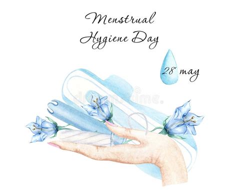 28 May Menstrual Hygiene Day Design Template For Celebration Watercolor Hand Drawn Illustration