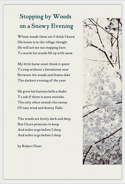 Stopping By Woods On A Snowy Evening By Robert Frost Inspirational