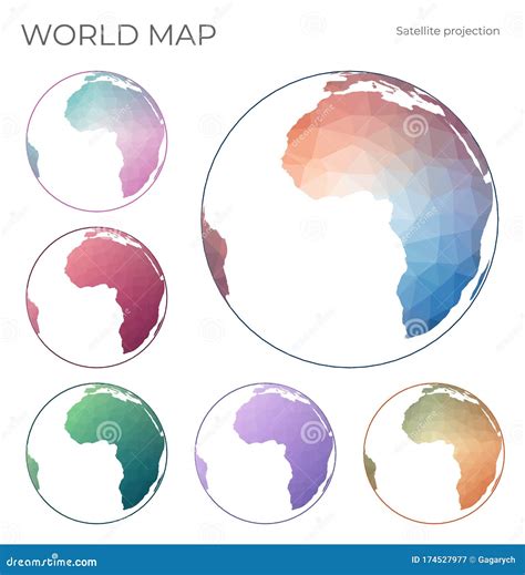 Conjunto De Mapas Do Mundo De Baixa Poli Ilustra O Do Vetor