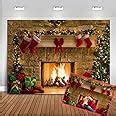 Mehofoto Christmas Theme Tree Fireplace Socks Photography Backdrop