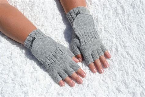 Mitaines convertibles en laine mérinos grises gants tricotés Etsy