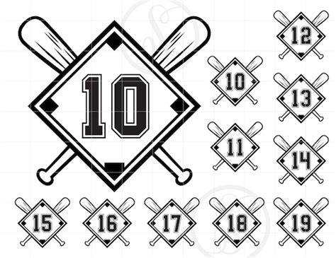 Baseball Numbers Svg Baseball Diamond Svg Cut File Etsy