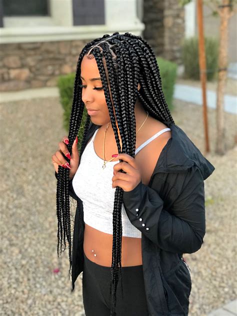 Medium Sized Box Braids Black Box Braids Protective Style Peinados Con Trenzas Africanas