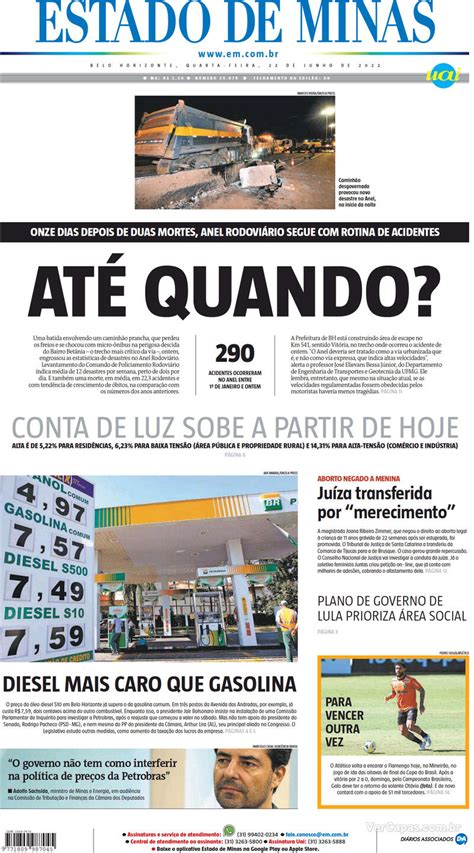 Capa Estado De Minas Edi O Quarta De Junho De