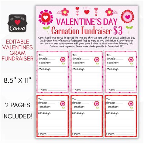 Valentines Carnation Grams Sheet Simple Desert Designs