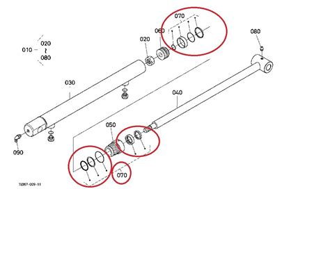 Boom Or Bucket Cylinder Seal Kit Compatible With Kubota Part 7j267