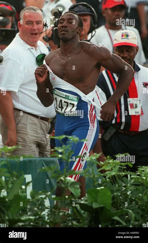 Linford Christie 100 Metres Atlanta 1996 04 August 1996 Stock Photo Alamy