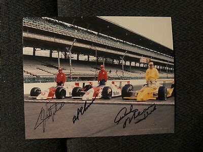 Emerson Fittipaldi Rick Mears Al Unser Signed Indy Front Row X