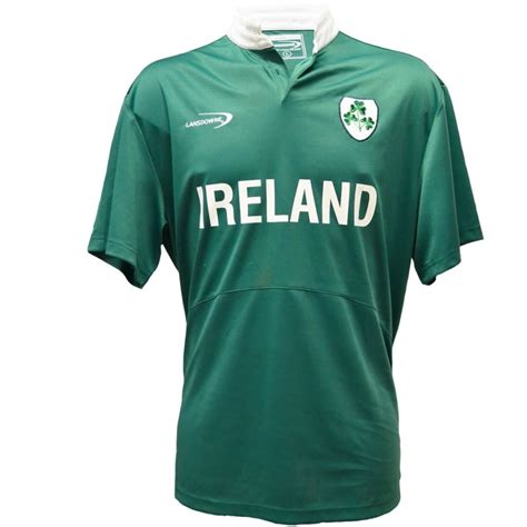 Green 'Ireland' Rugby Shirt w/ Shamrock Badge - Celtic Aer