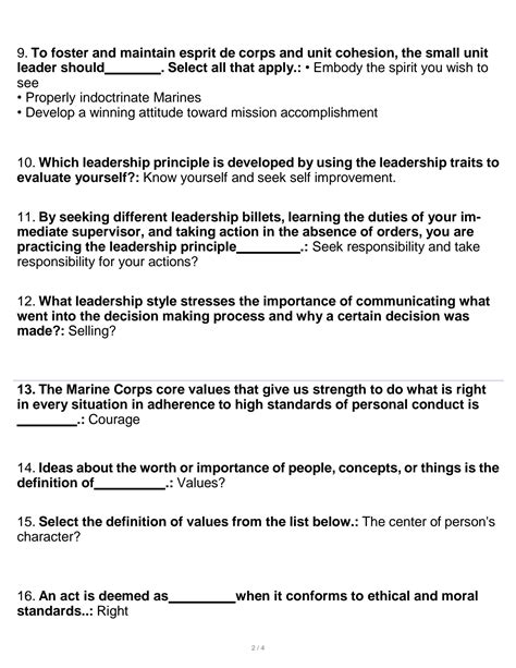 SOLUTION Developing Leaders Leading Marines Test Questions And Answers