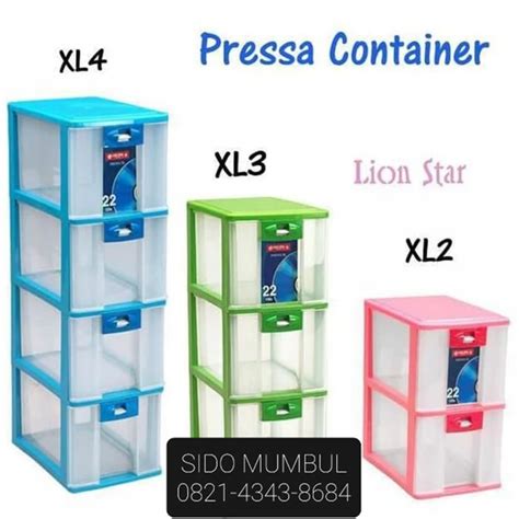 Jual Pressa Container Rak Laci Kotak Cd Susun Plastik Lion Star