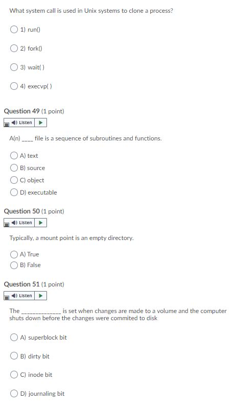 Solved Question 1 2 Points Listen Match The Following