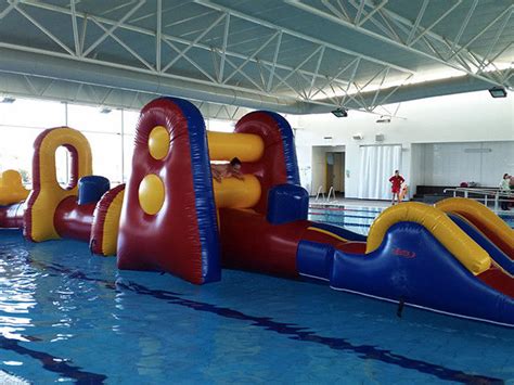 Commercial Aqua Fun Inflatable Slide Water Blow Up Obstacle Course For Swimming Pool