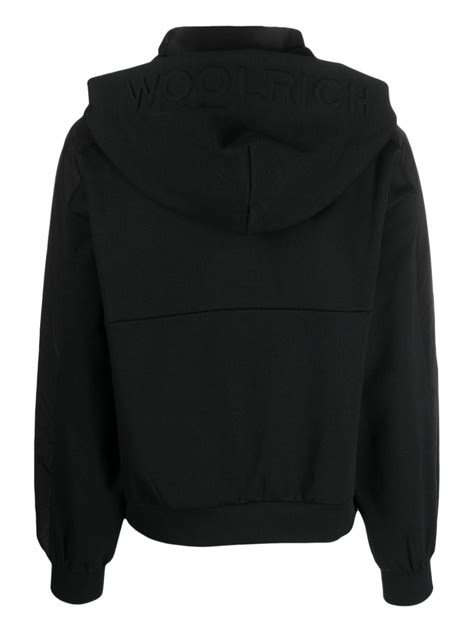 Woolrich Logo Embossed Half Zip Hoodie Farfetch