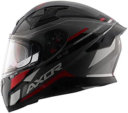 Axor Apex Solid ISI ECE DOT Certified Glossy Black Full Face Dual Visor