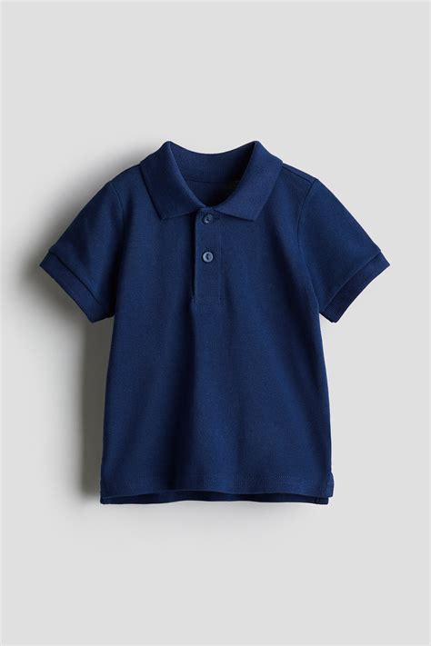 Cotton Pique Polo Shirt Navy Blue Kids Handm Us