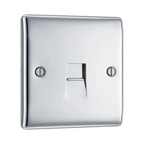 1 Gang Single Telephone Slave Socket In Polished Chrome Raised