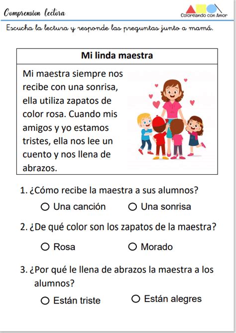 Comprensión Lectora para 4 años Materiales Educativos para Maestras