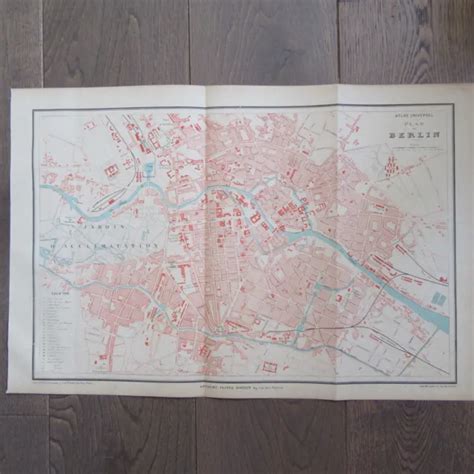 VECCHIA MAPPA GEOGRAFICA 1875 Pianta Della Città Di Berlino Germania