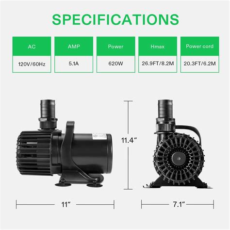 VIVOSUN 9000 GPH Submersible Water Pump 620W Pond Pump 26 9 FT Ultra