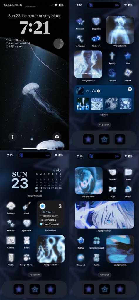 Light Dark Blue White And Black Y K Stars Cybercore Homescreen Home