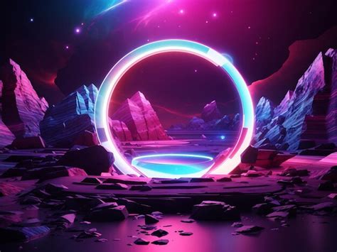 Premium Ai Image D Render Abstract Background Cosmic Landscape Round