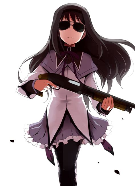 Safebooru Akemi Homura Black Hair Gun Hairband Long Hair Magical Girl Mahou Shoujo Madoka