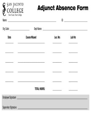 Fillable Online Sanjac Adjunct Absence Form Fax Email Print PdfFiller