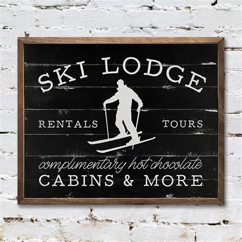 Ski Lodge Wall Sign Antique Farmhouse