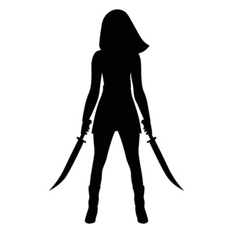 Premium Vector Silhouette Warrior Woman With Swords Vector Illustration