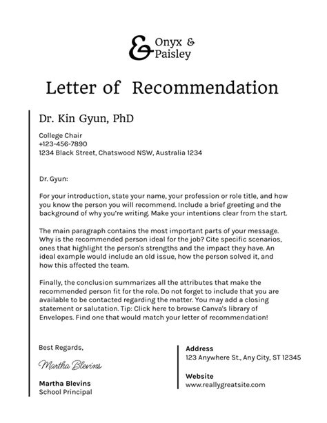 White And Black Clean Professional Recommendation Letters Venngage